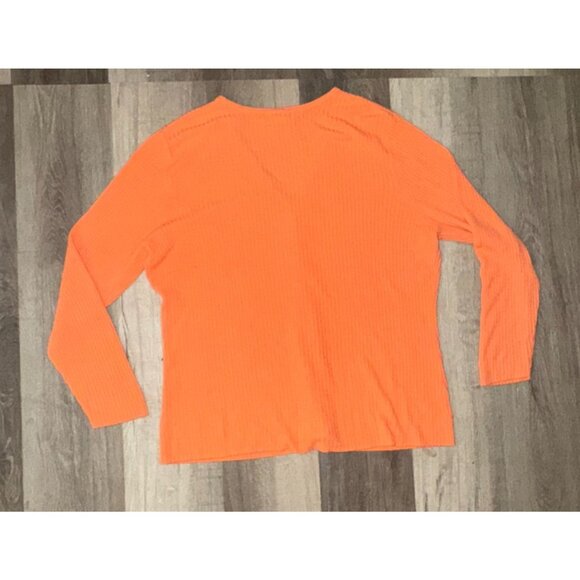 Avenue Womens Orange Cardigan Sweater Ribbed Knit Button-Up Long Sleeve Size 26/ - Picture 4 of 5